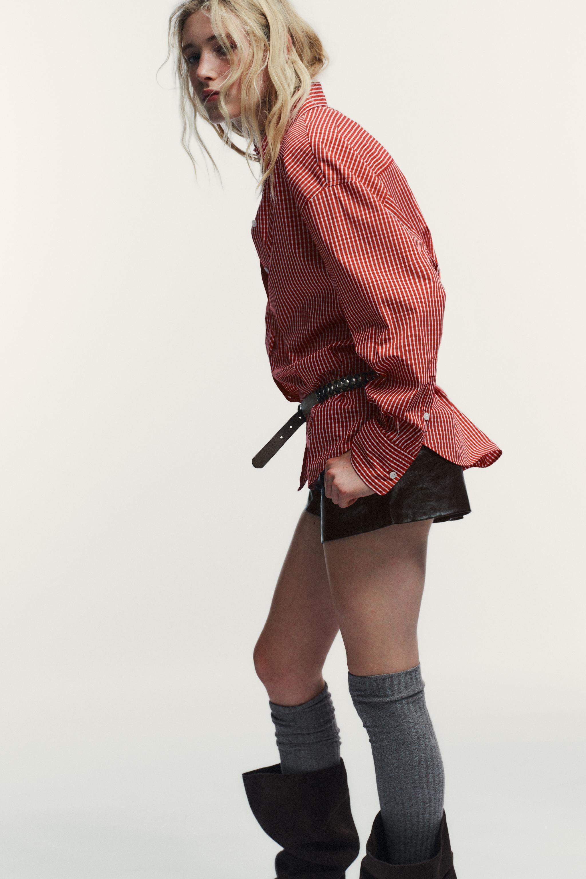 CHEMISE OVERSIZE EN POPELINE À CARREAUX